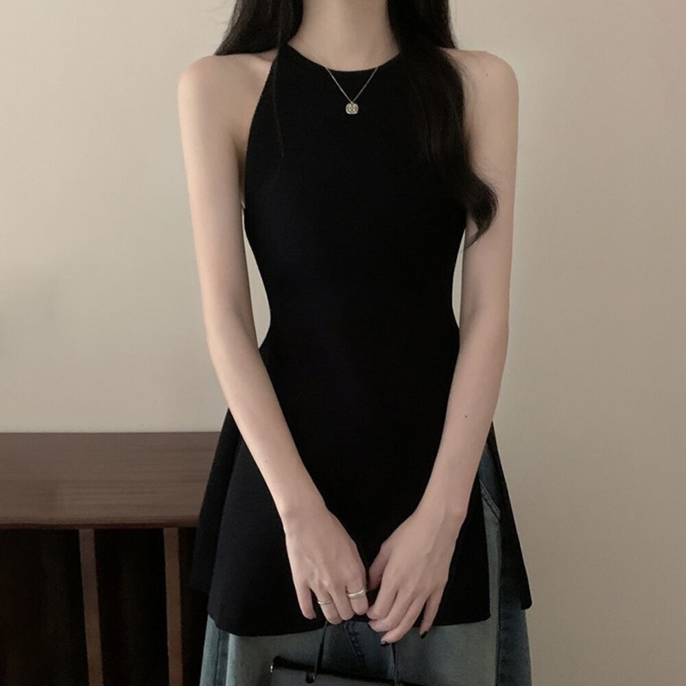 【台灣發貨】韓版氣質開叉長版針織背心 小可愛 背心 衣服 女裝 上衣【V436】-細節圖5