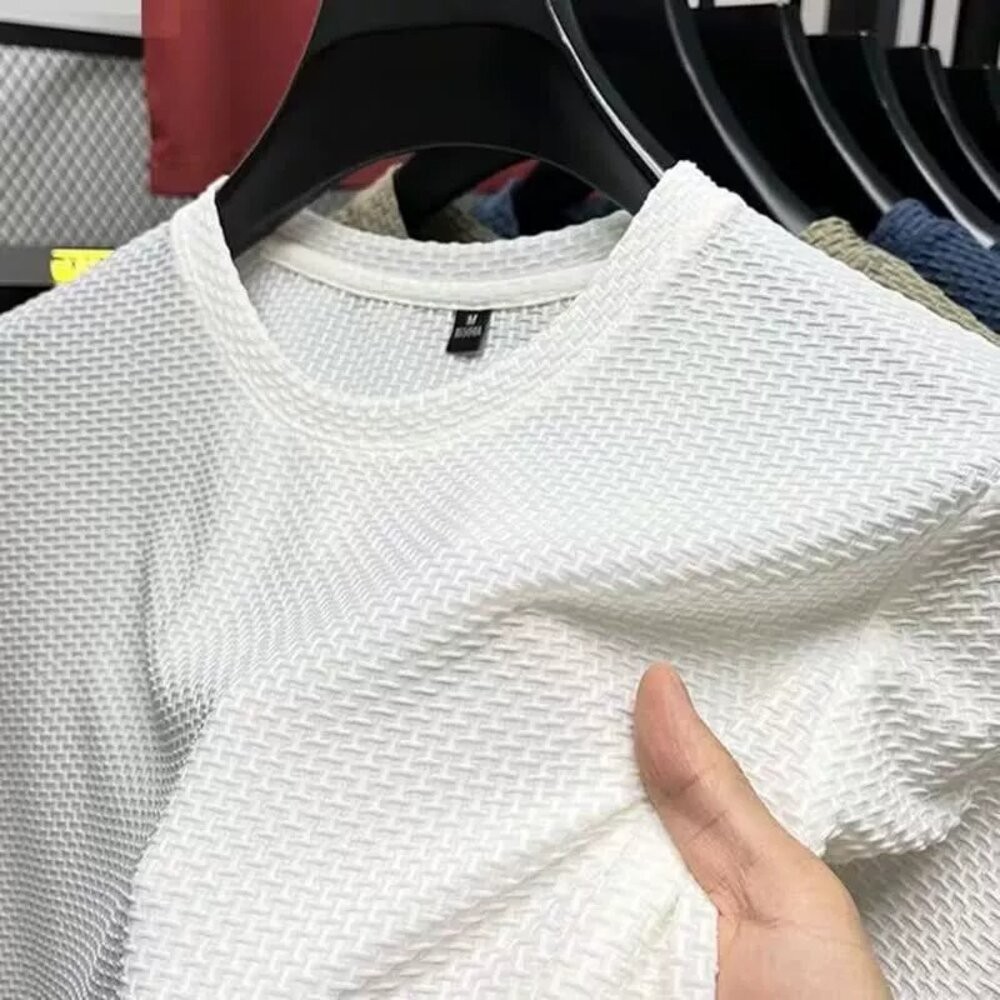 【台灣發貨】韓版寬鬆舒適紋路短袖上衣 衣服 男裝 t恤 短袖t恤 上衣【T677】-細節圖6