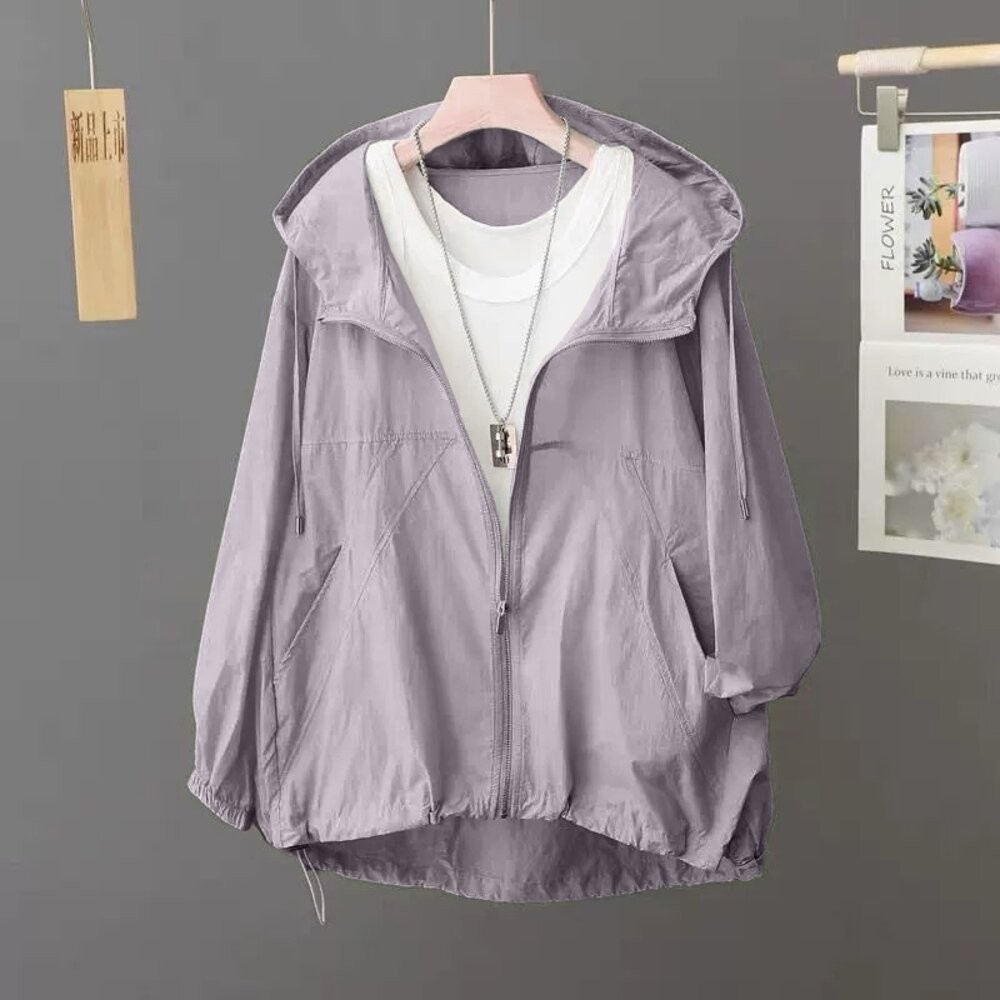 【台灣發貨】韓版輕薄冰絲速乾防曬外套 外套 防曬外套 女裝 上衣 衣服【J392】-細節圖2