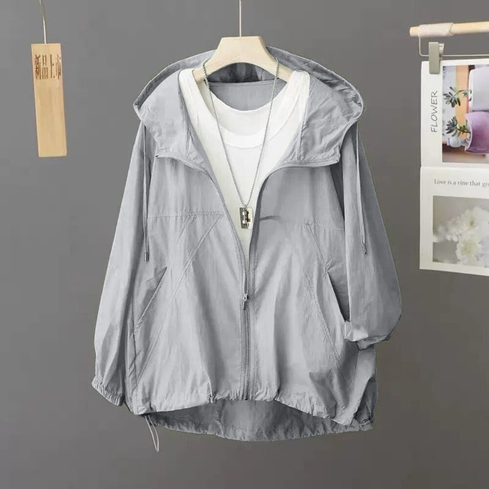 【台灣發貨】韓版輕薄冰絲速乾防曬外套 外套 防曬外套 女裝 上衣 衣服【J392】-細節圖4