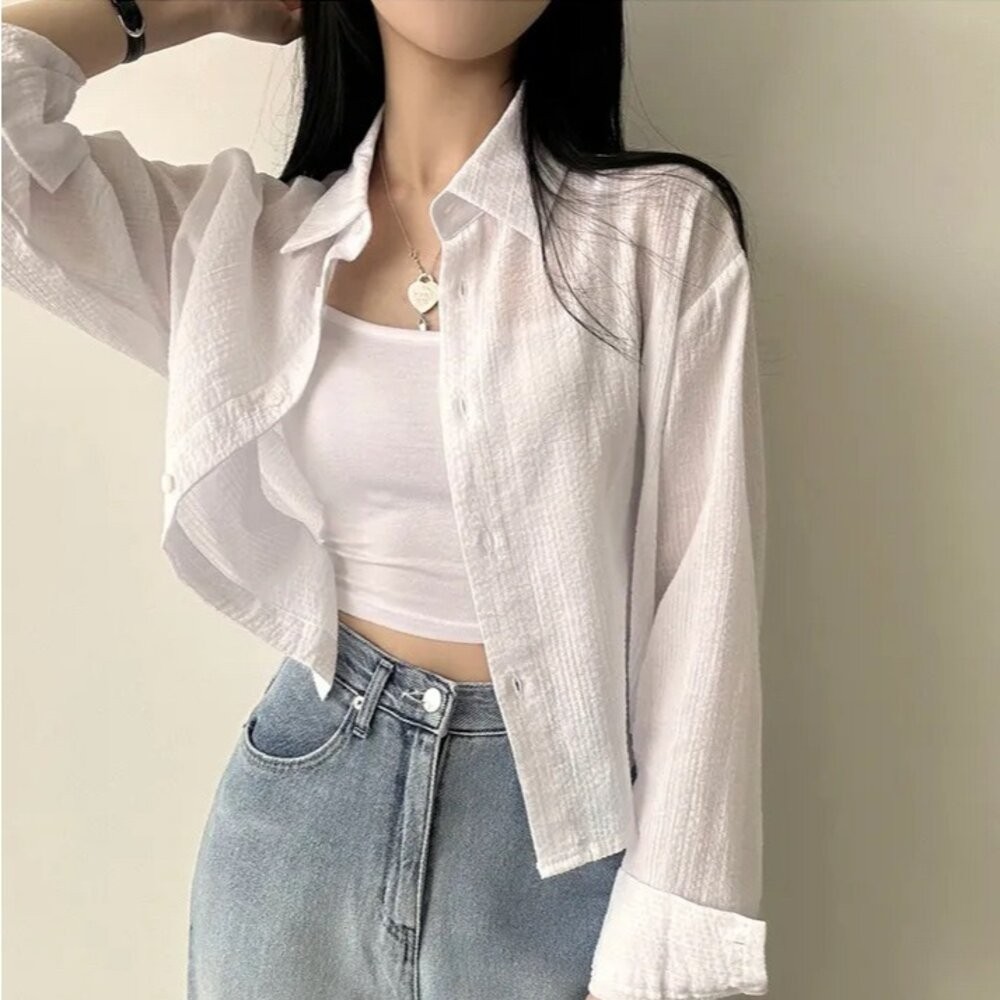 【台灣發貨】韓版設計感小眾小條紋襯衫 外套 防曬外套 女裝 上衣 衣服【J391】-細節圖7