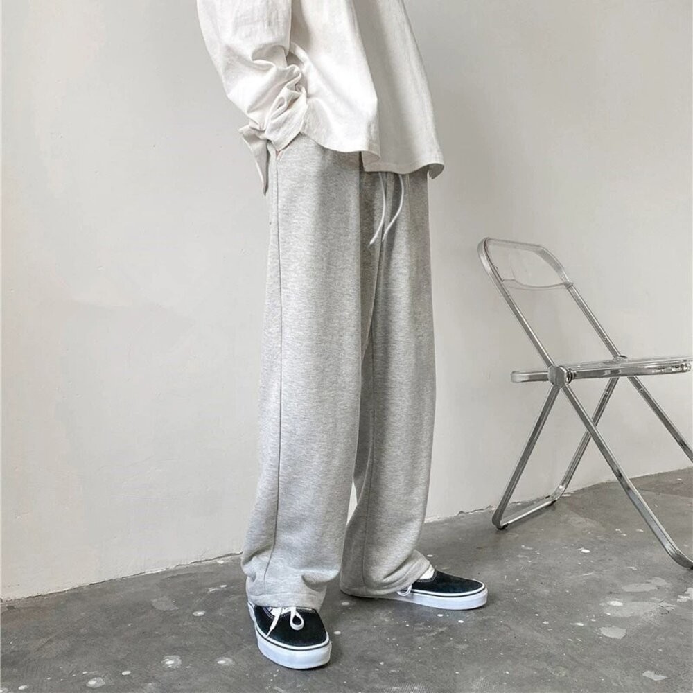 【台灣發貨】韓版寬鬆直筒運動長褲 寬褲 褲子 女裝【P235】-細節圖4