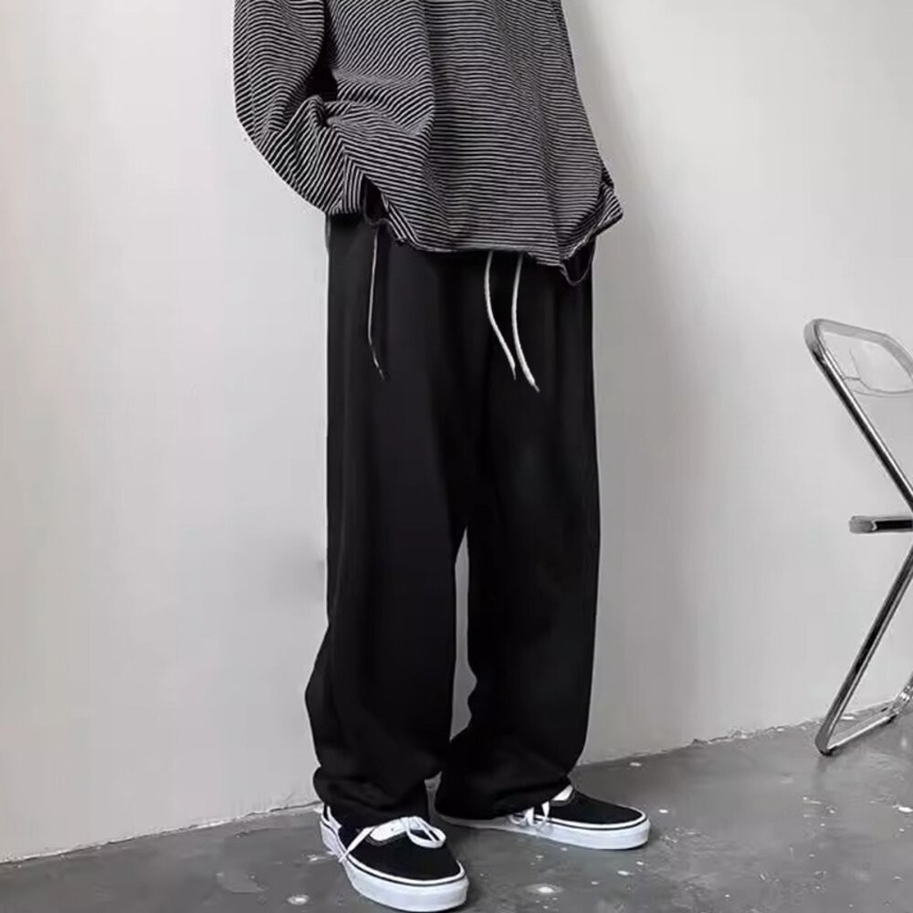 【台灣發貨】韓版寬鬆直筒運動長褲 寬褲 褲子 女裝【P235】-細節圖5