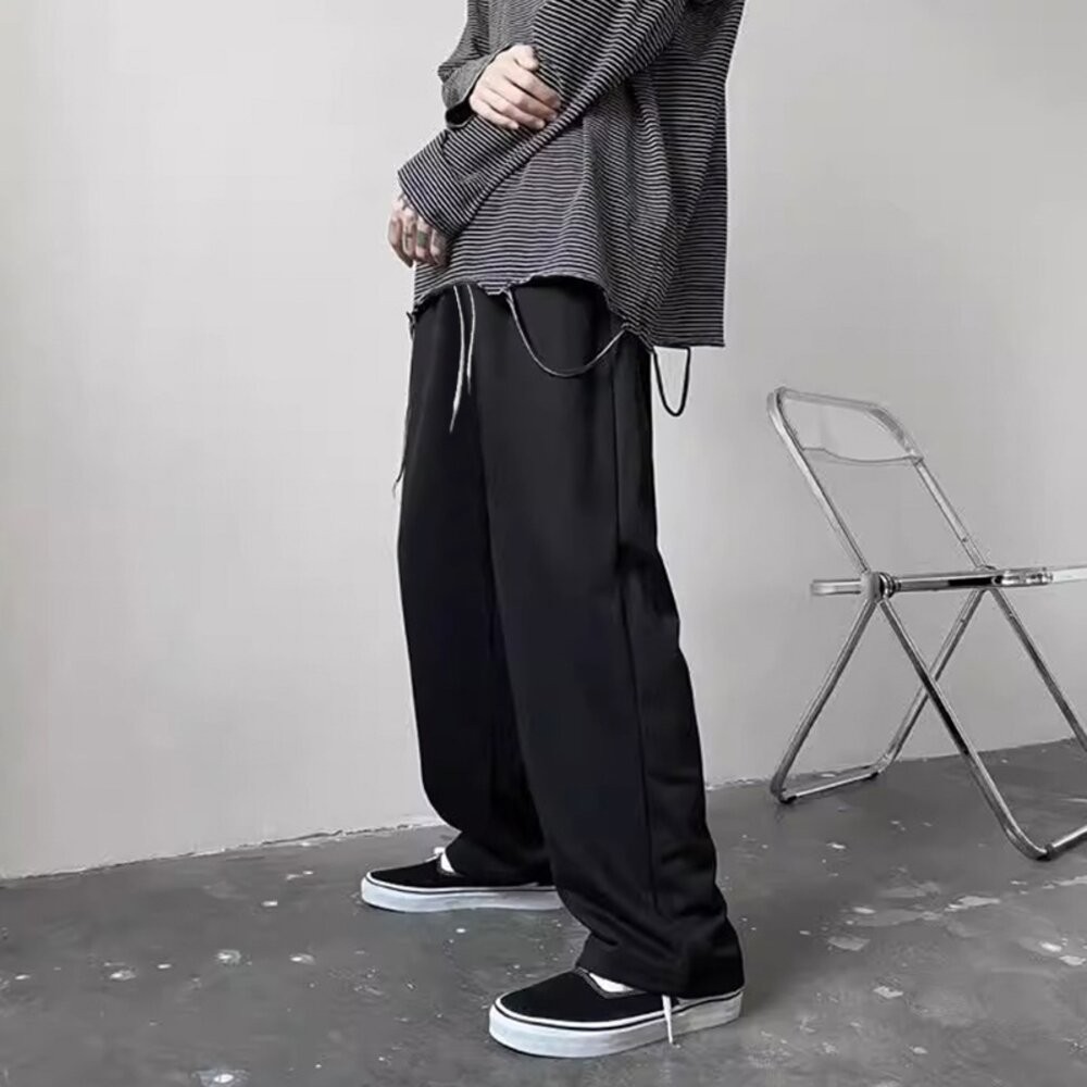 【台灣發貨】韓版寬鬆直筒運動長褲 寬褲 褲子 女裝【P235】-細節圖6