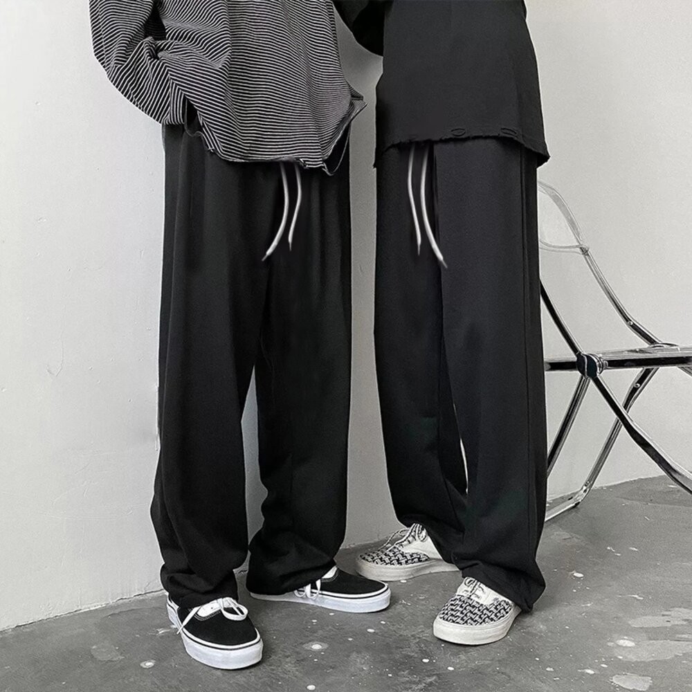 【台灣發貨】韓版寬鬆直筒運動長褲 寬褲 褲子 女裝【P235】-細節圖8