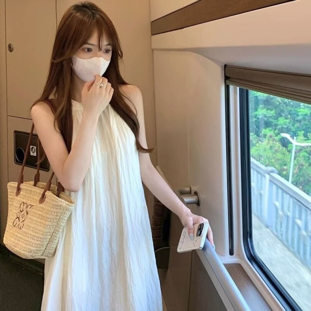 【台灣發貨】韓版氣質寬鬆海邊度假風洋裝 裙子 褲裙 長裙 女裝【S361】-細節圖7