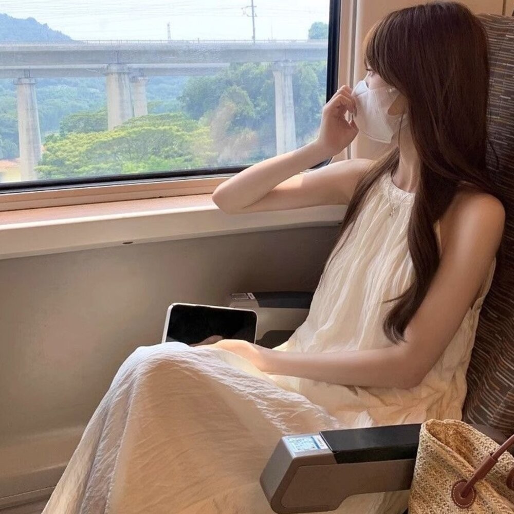 【台灣發貨】韓版氣質寬鬆海邊度假風洋裝 裙子 褲裙 長裙 女裝【S361】-細節圖8
