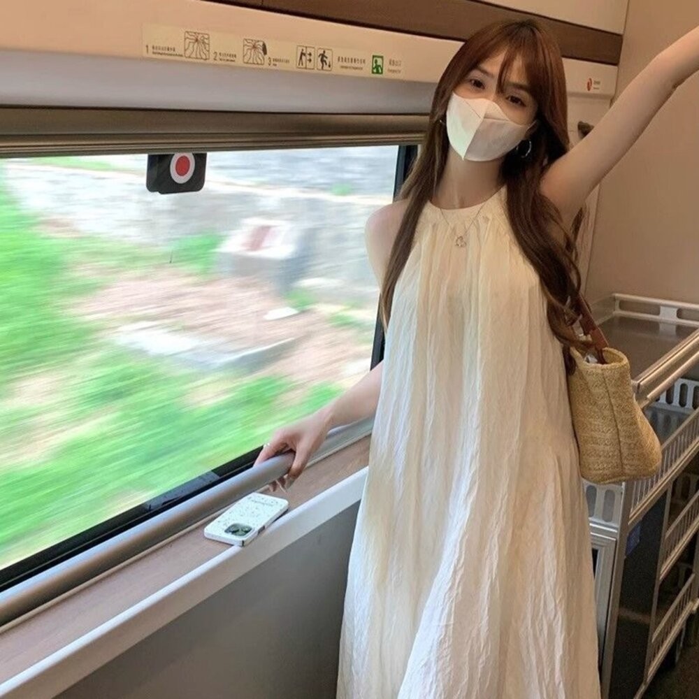 【台灣發貨】韓版氣質寬鬆海邊度假風洋裝 裙子 褲裙 長裙 女裝【S361】-細節圖9