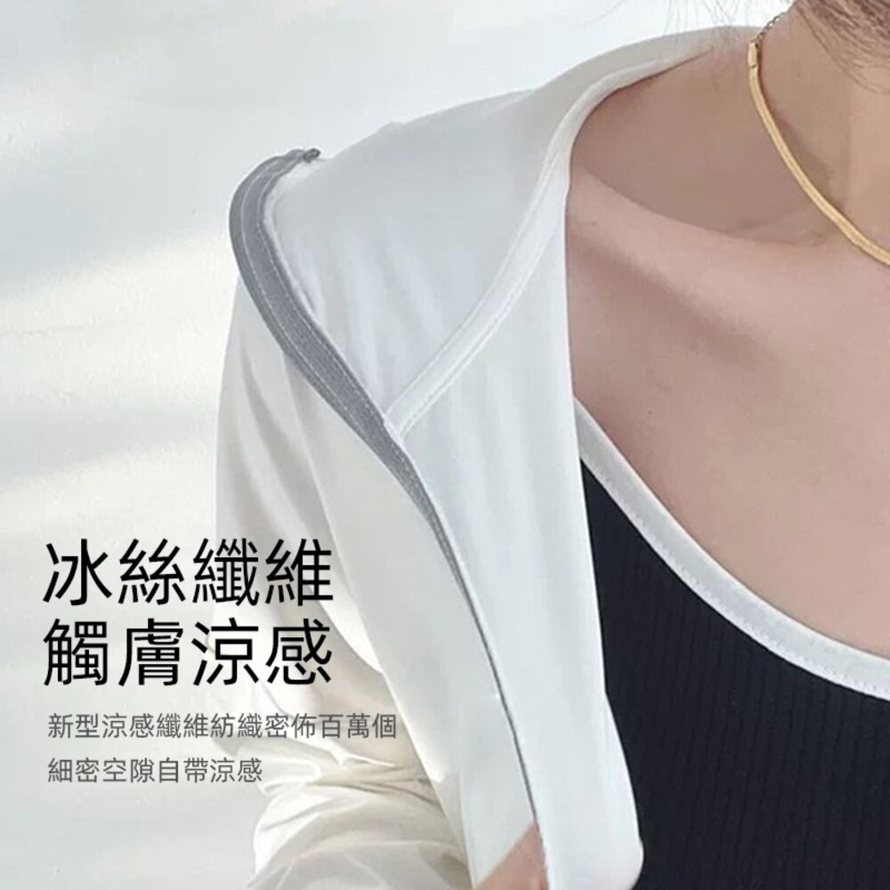 【台灣發貨】韓版透氣涼感輕薄冰絲防曬外套 外套 防曬外套 女裝 上衣 衣服【J390】-細節圖5