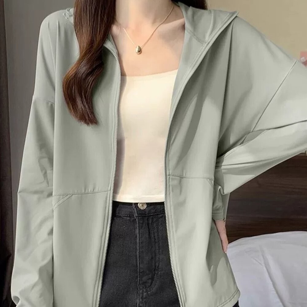 【台灣發貨】韓版透氣涼感輕薄冰絲防曬外套 外套 防曬外套 女裝 上衣 衣服【J390】-細節圖9