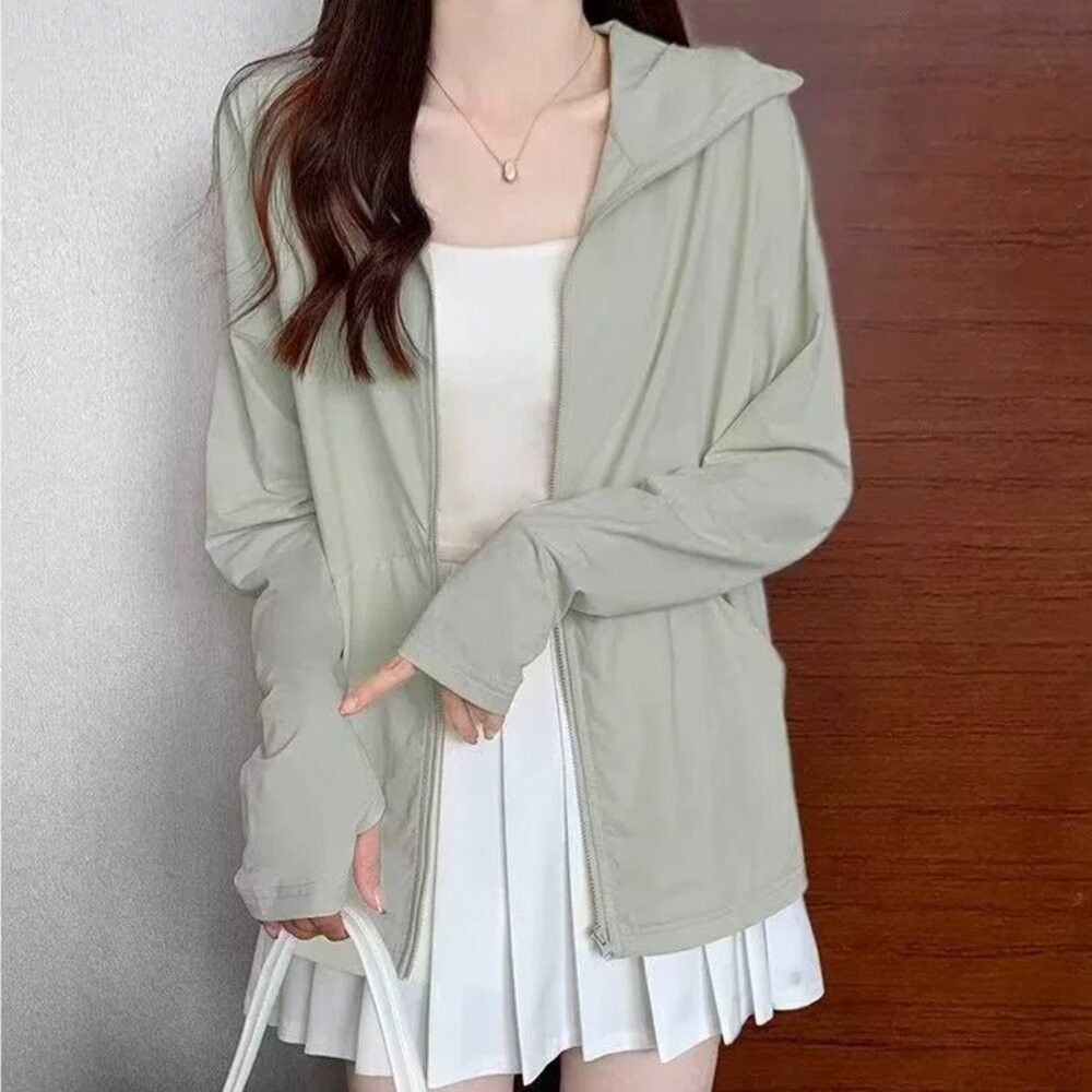 【台灣發貨】韓版透氣涼感輕薄冰絲防曬外套 外套 防曬外套 女裝 上衣 衣服【J390】-規格圖9