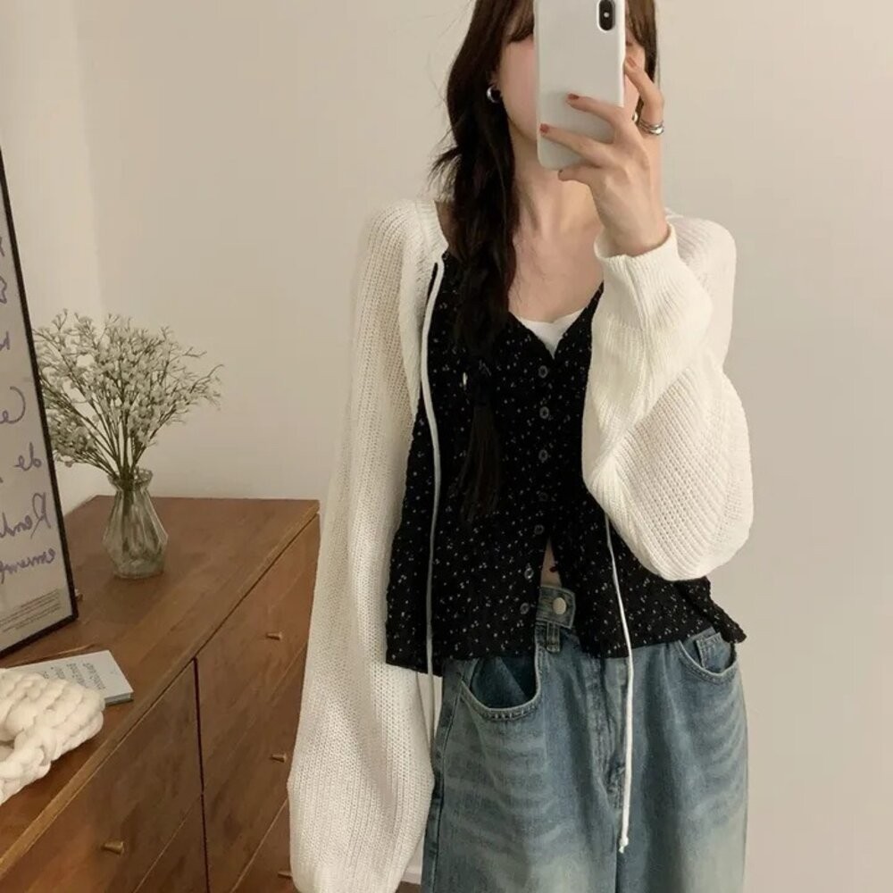 【台灣發貨】韓版法式夏天女裝復古薄款小碎花背心 小可愛 背心 衣服 女裝 上衣【V427】-細節圖5