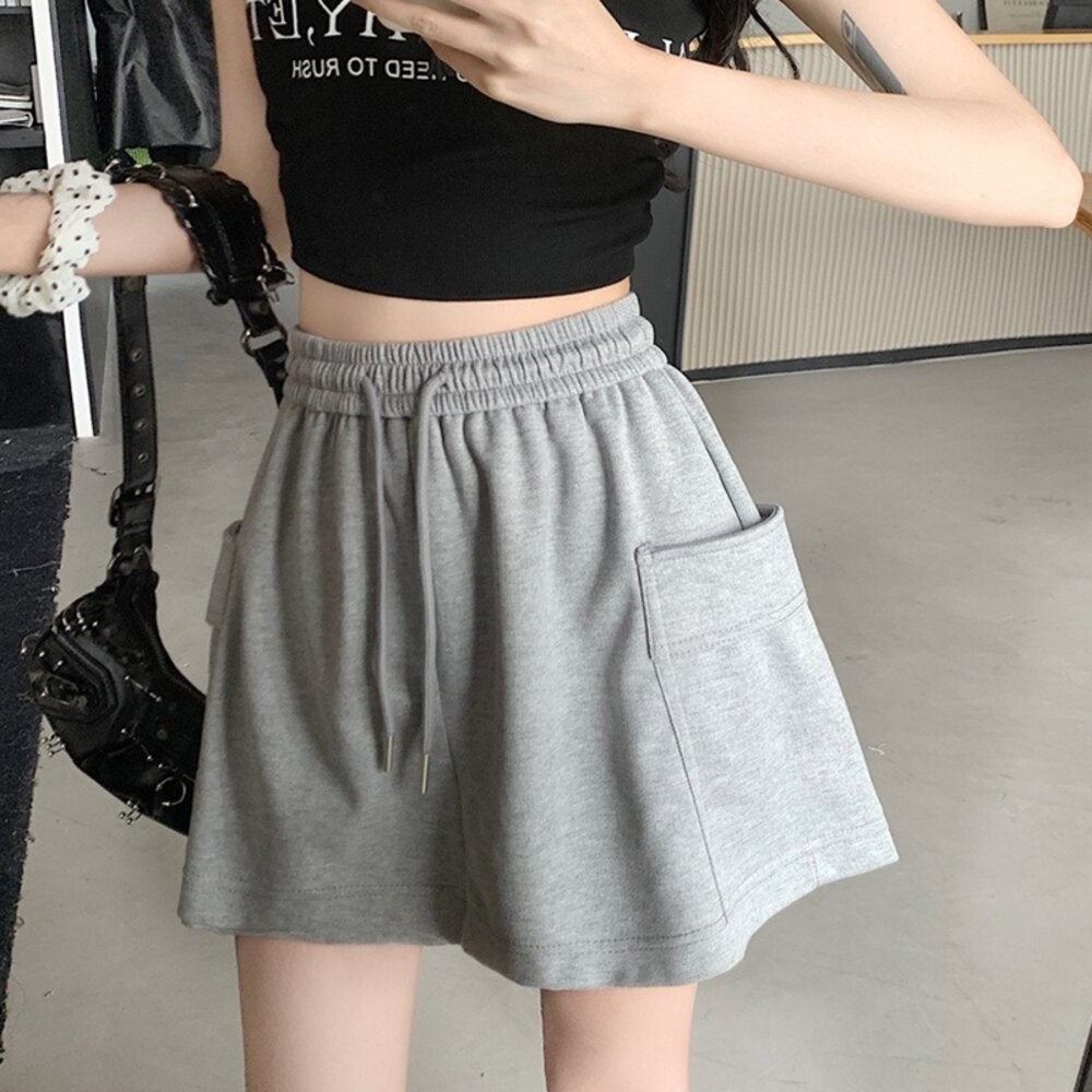 【台灣發貨】韓版休閒灰色運動褲裙 裙子 褲裙 長裙 女裝【P388】-細節圖2