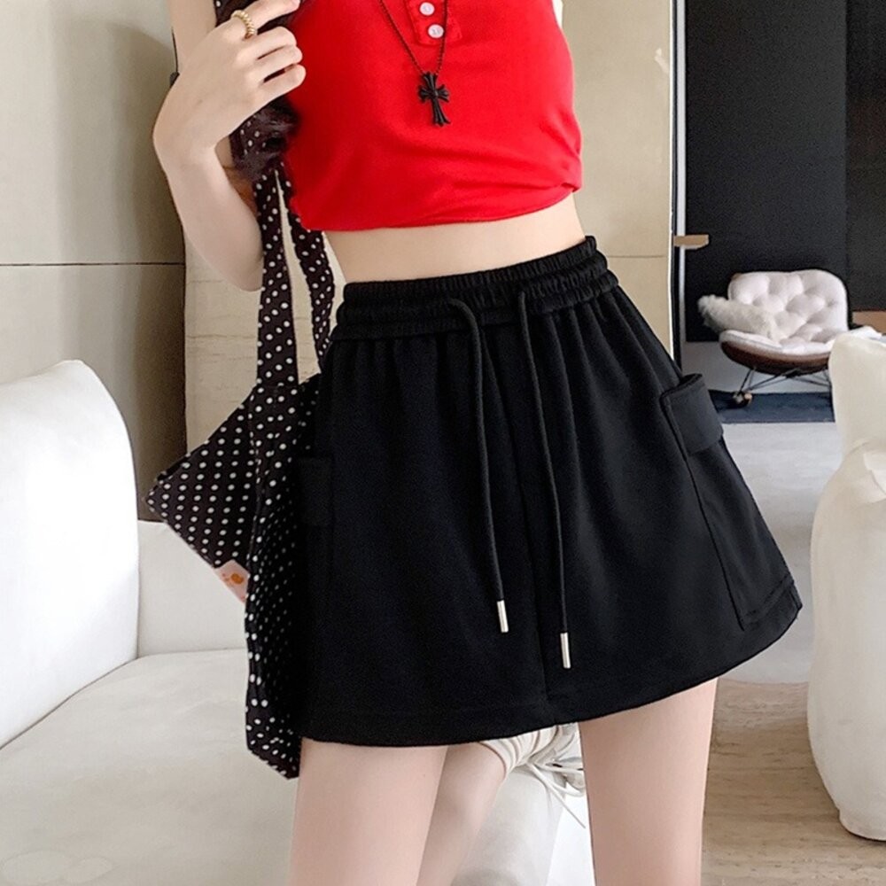 【台灣發貨】韓版休閒灰色運動褲裙 裙子 褲裙 長裙 女裝【P388】-細節圖8