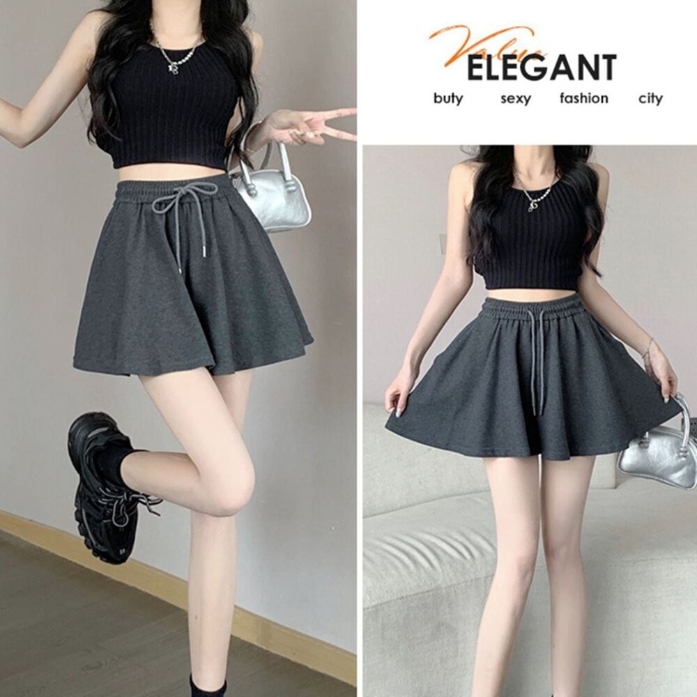 【台灣發貨】韓版垂感寬鬆顯瘦短裙 裙子 褲裙 長裙 女裝【P382】-細節圖7