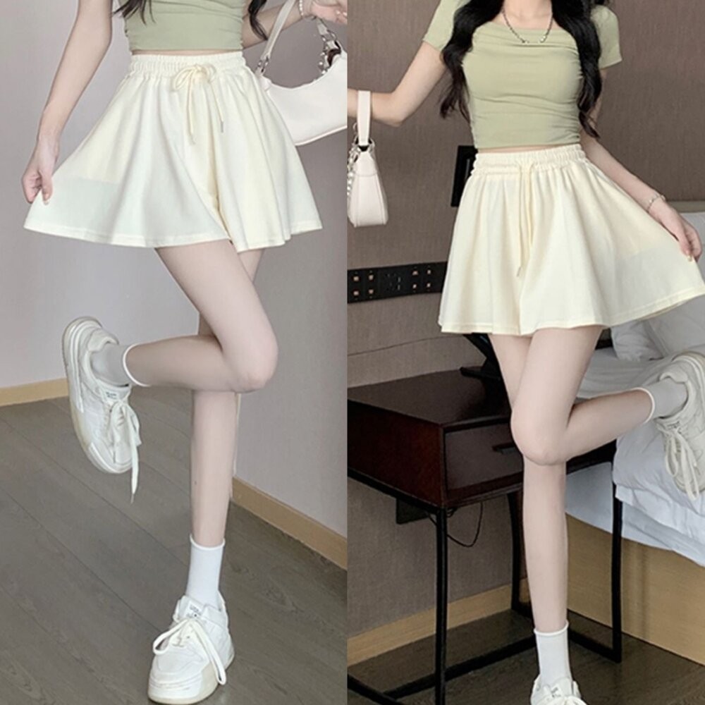 【台灣發貨】韓版垂感寬鬆顯瘦短裙 裙子 褲裙 長裙 女裝【P382】-細節圖8