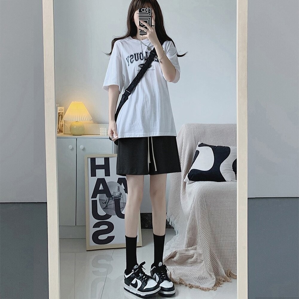 【台灣發貨】韓版薄款寬鬆直筒灰色運動短褲 裙子 褲裙 長裙 女裝【P383】-細節圖9