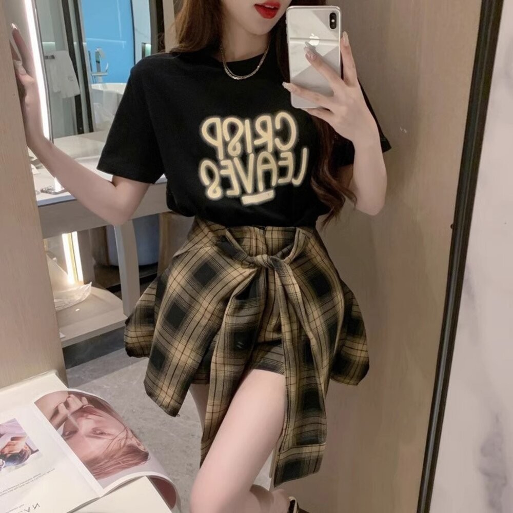 【台灣發貨】韓版不規則復古格紋半身裙 裙子 褲裙 長裙 女裝【P379】-細節圖6