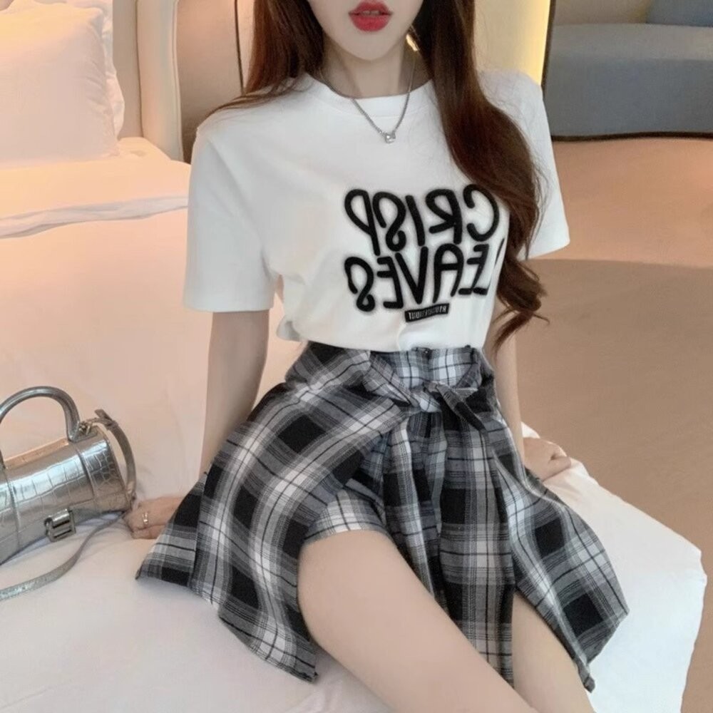 【台灣發貨】韓版不規則復古格紋半身裙 裙子 褲裙 長裙 女裝【P379】-細節圖8