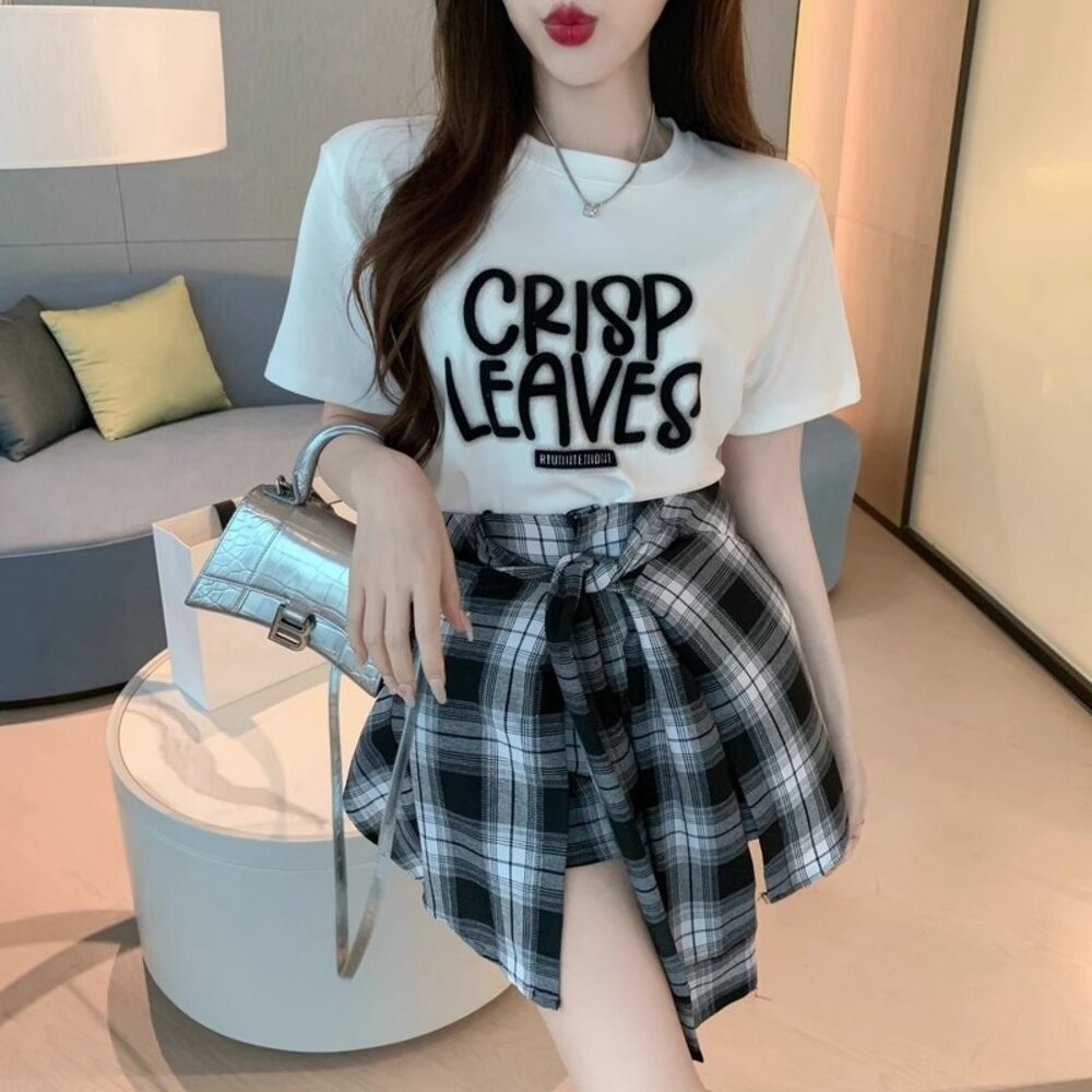 【台灣發貨】韓版不規則復古格紋半身裙 裙子 褲裙 長裙 女裝【P379】-細節圖9