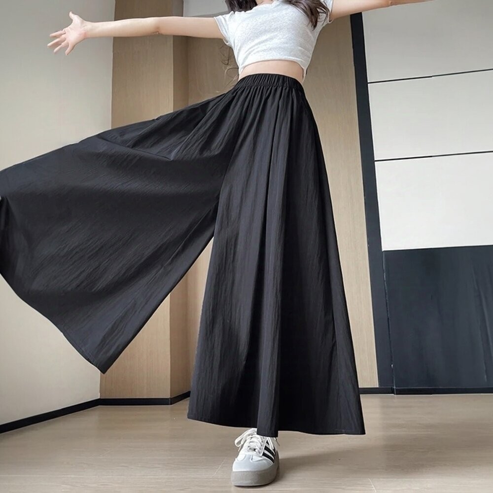 【台灣發貨】韓版大擺肌理感褶皺半身裙 裙子 褲裙 長裙 女裝【P375】-細節圖6