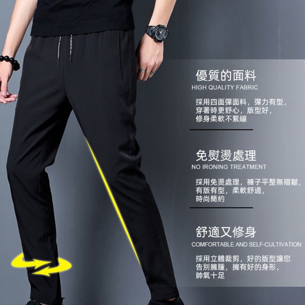 【台灣發貨】韓版薄款透氣休閒褲 寬褲 褲子 男裝【P277】-細節圖3