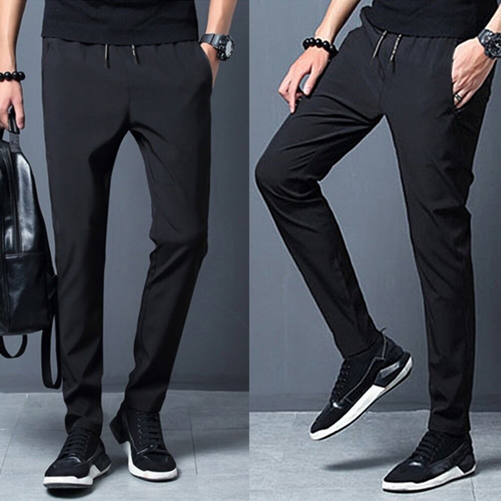 【台灣發貨】韓版薄款透氣休閒褲 寬褲 褲子 男裝【P277】-細節圖5