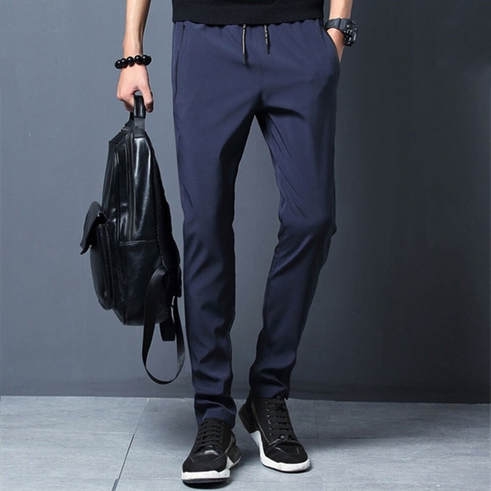 【台灣發貨】韓版薄款透氣休閒褲 寬褲 褲子 男裝【P277】-細節圖7