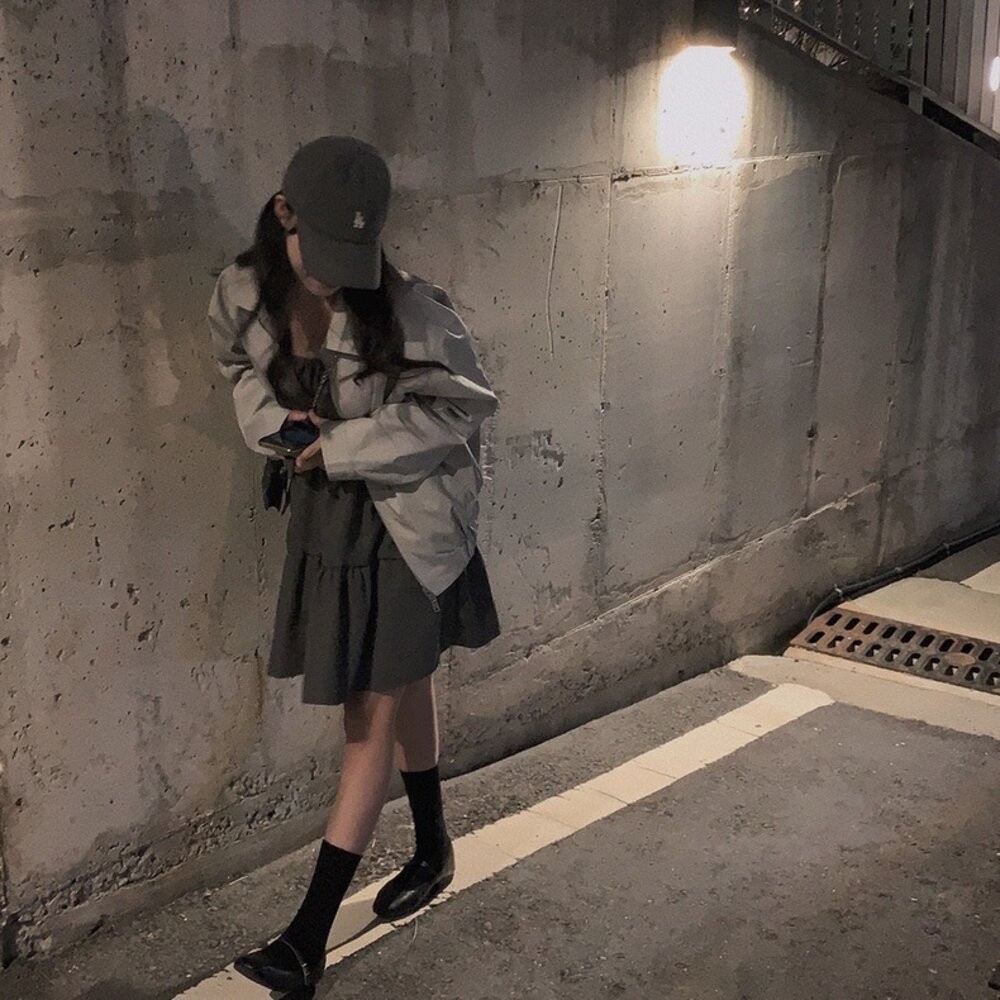 【台灣發貨】韓版法式氣質繫帶寬鬆洋裝 連身裙 吊帶裙 吊帶褲 女裝【S354】-細節圖4