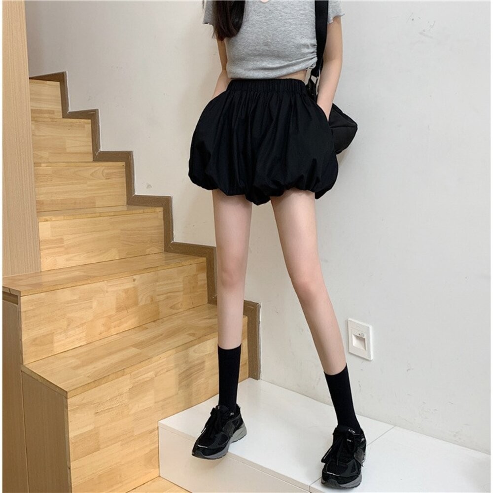 【台灣發貨】韓版高腰顯瘦立體花苞蓬蓬短裙 裙子 褲裙 長裙 女裝【P366】-細節圖4