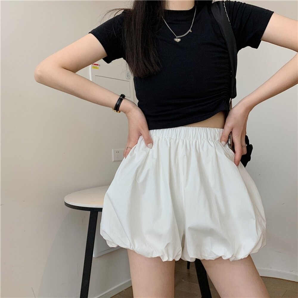 【台灣發貨】韓版高腰顯瘦立體花苞蓬蓬短裙 裙子 褲裙 長裙 女裝【P366】-細節圖5