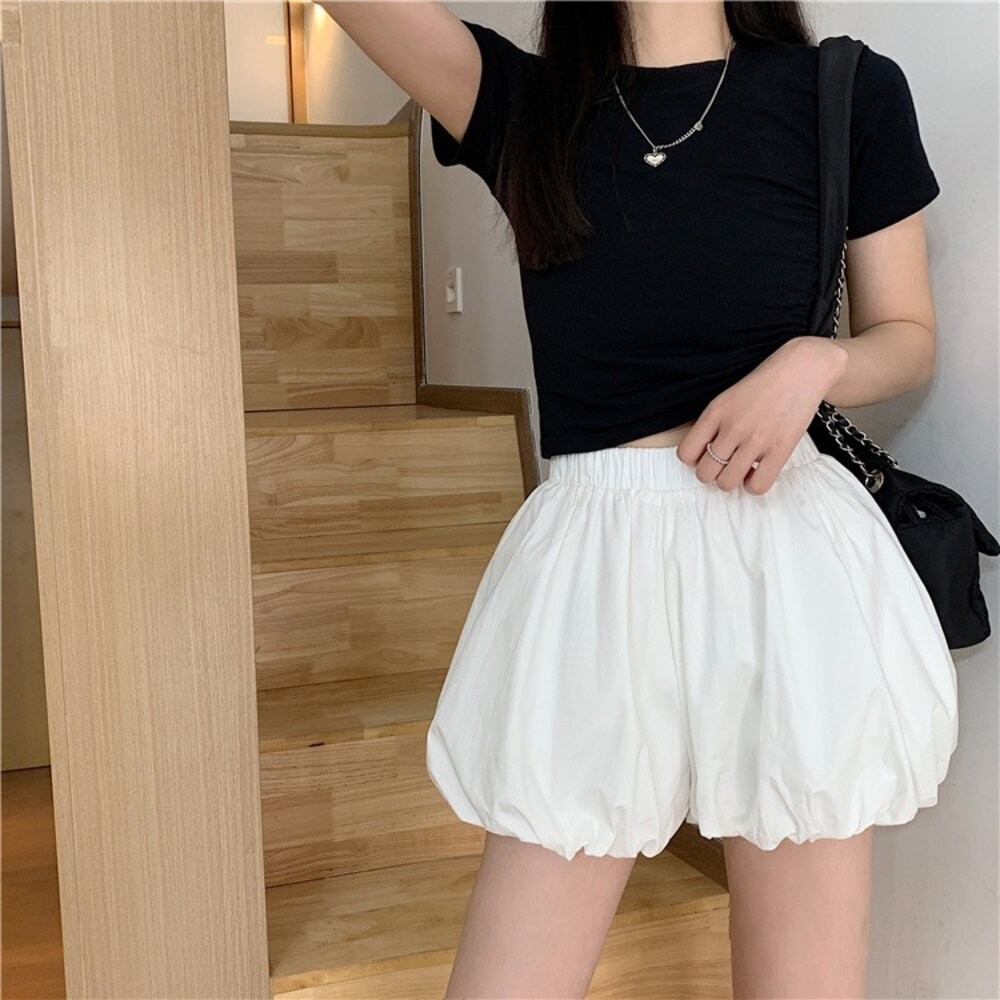 【台灣發貨】韓版高腰顯瘦立體花苞蓬蓬短裙 裙子 褲裙 長裙 女裝【P366】-細節圖7