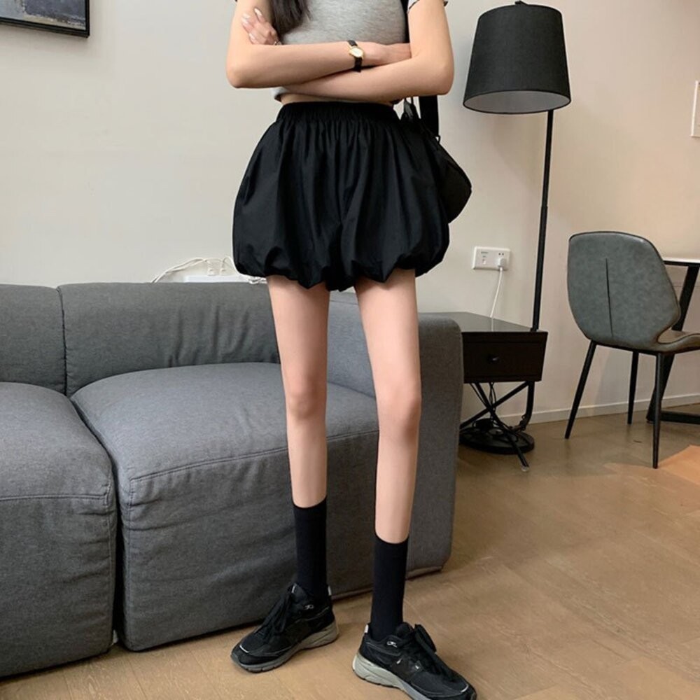 【台灣發貨】韓版高腰顯瘦立體花苞蓬蓬短裙 裙子 褲裙 長裙 女裝【P366】-細節圖8