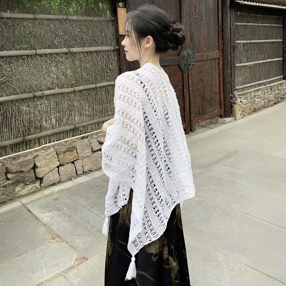 【台灣發貨】韓版波西米亞風碎花披肩外套 小可愛 背心 衣服 女裝 上衣【J383】-細節圖3