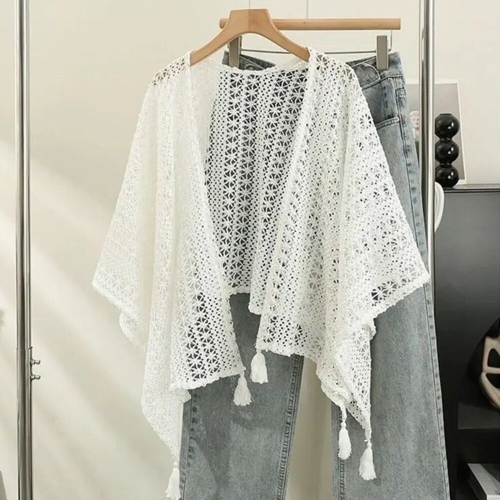 【台灣發貨】韓版波西米亞風碎花披肩外套 小可愛 背心 衣服 女裝 上衣【J383】-細節圖5