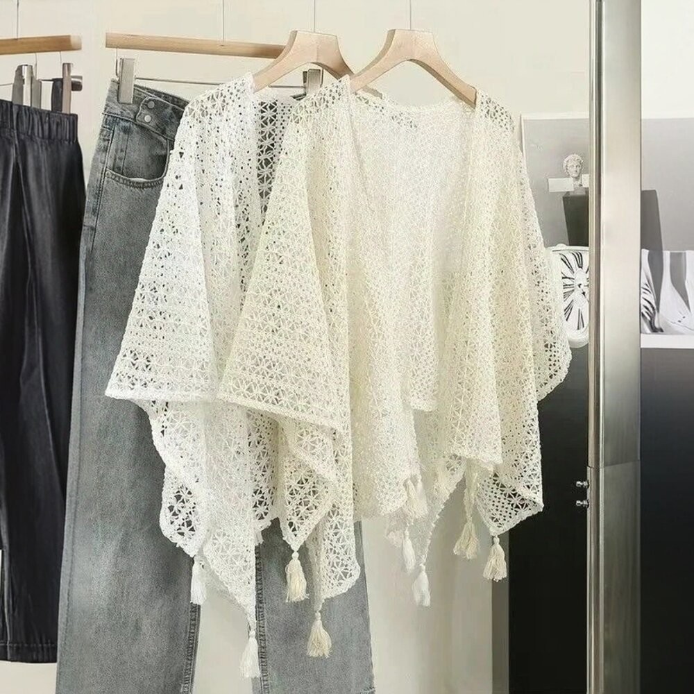 【台灣發貨】韓版波西米亞風碎花披肩外套 小可愛 背心 衣服 女裝 上衣【J383】-細節圖6