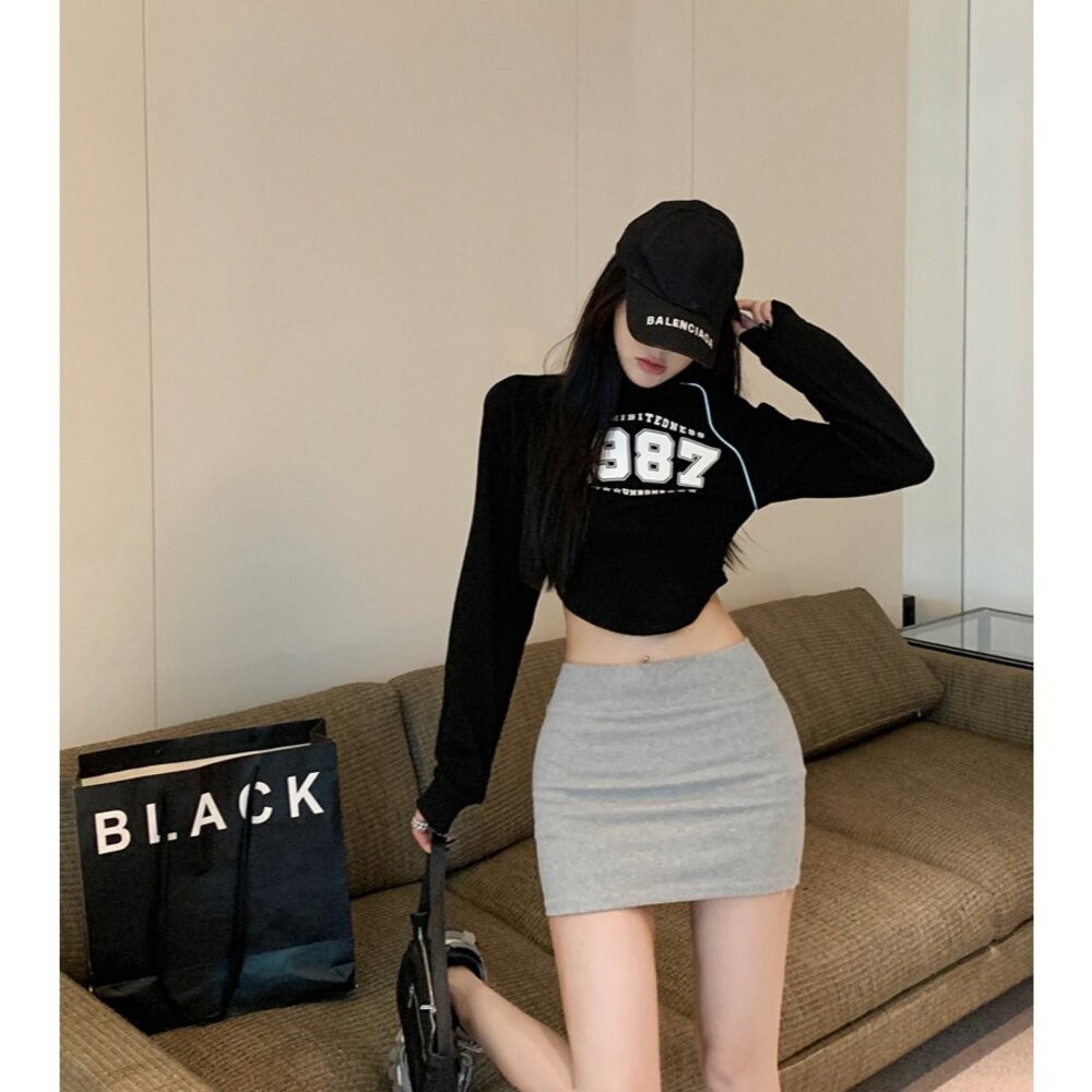 【台灣發貨】韓版氣質收腰高腰短裙 裙子 褲裙 長裙 女裝【P238】-細節圖2