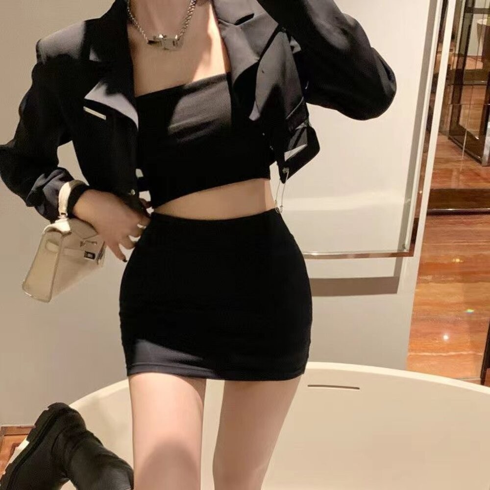 【台灣發貨】韓版氣質收腰高腰短裙 裙子 褲裙 長裙 女裝【P238】-細節圖3