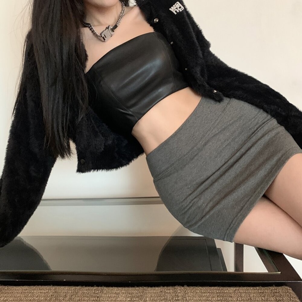 【台灣發貨】韓版氣質收腰高腰短裙 裙子 褲裙 長裙 女裝【P238】-細節圖9