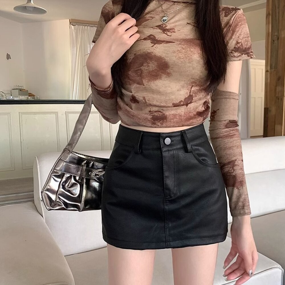 【台灣發貨】韓版高腰顯瘦包臀短裙 短褲 褲子 女裝【P362】-細節圖2