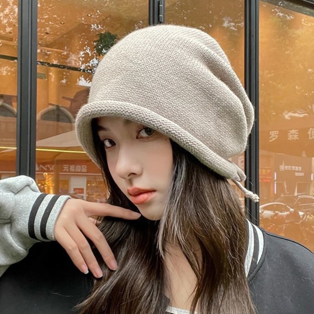 【台灣發貨】韓版保暖針織堆堆帽【N190】-細節圖5