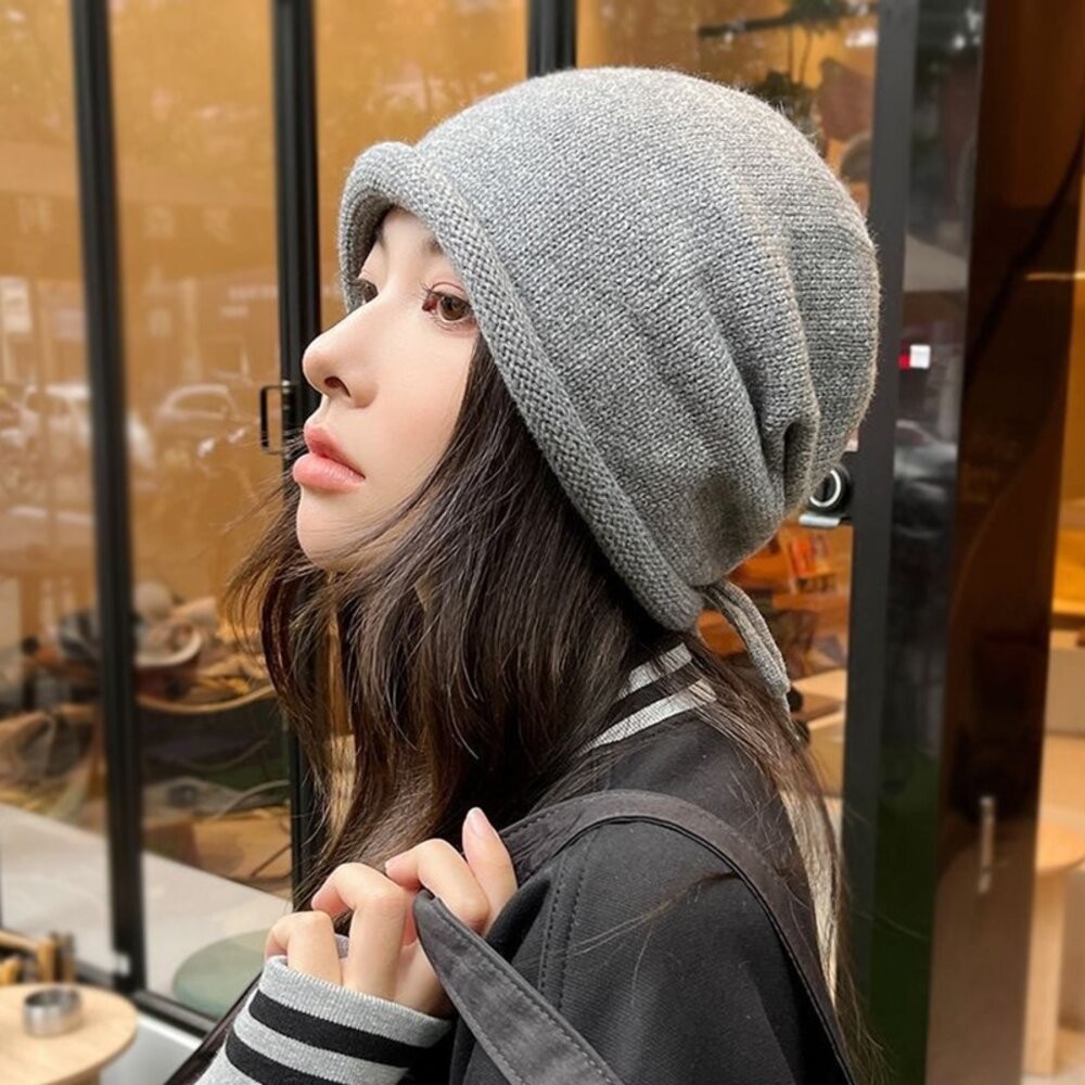 【台灣發貨】韓版保暖針織堆堆帽【N190】-細節圖6