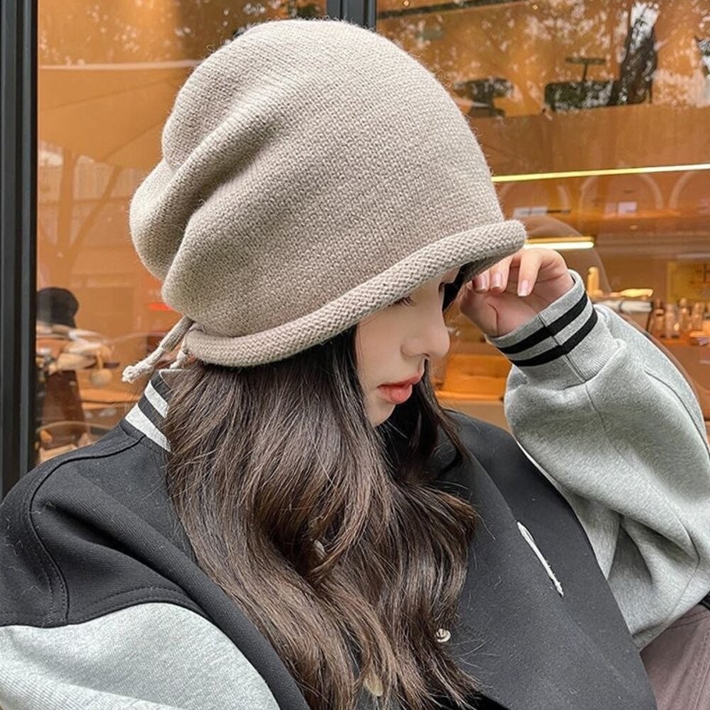 【台灣發貨】韓版保暖針織堆堆帽【N190】-細節圖8