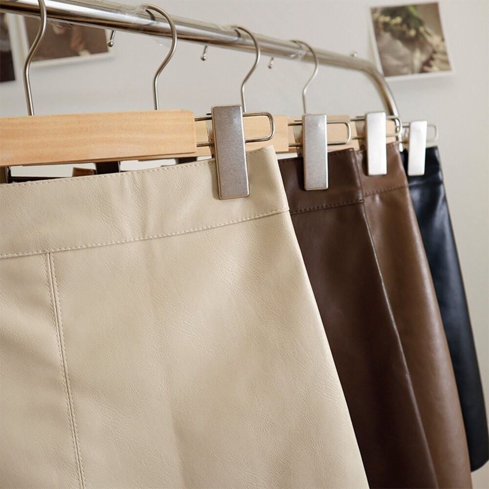 【台灣發貨】韓版高腰顯瘦防走光皮短裙 裙子 褲裙 長裙 女裝【P214】-細節圖6