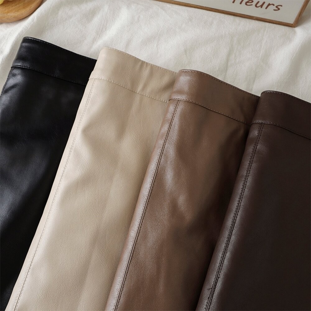 【台灣發貨】韓版高腰顯瘦防走光皮短裙 裙子 褲裙 長裙 女裝【P214】-細節圖8