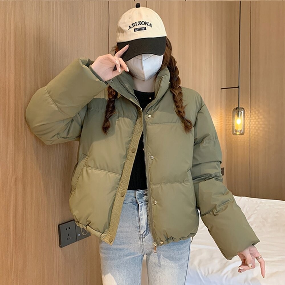 【台灣發貨】韓版免洗PU皮立領寬鬆短版外套 外套 防曬外套 女裝 上衣 衣服【J364】-細節圖7