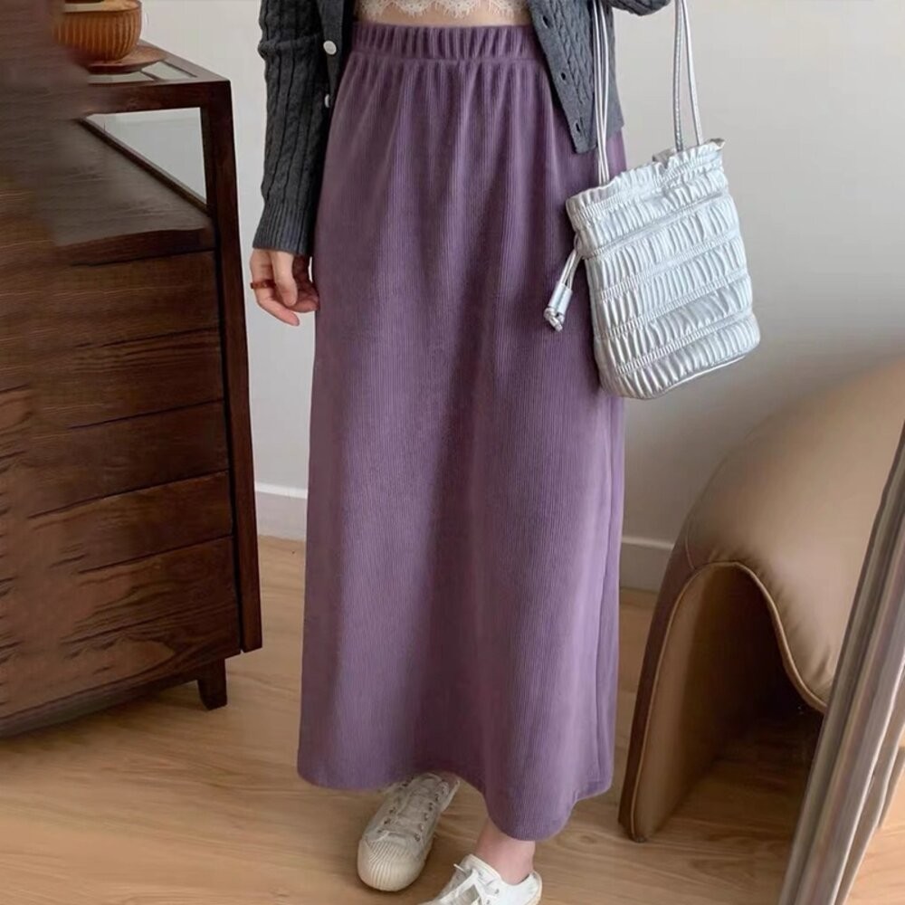 【台灣發貨】韓版復古高腰燈芯絨半身裙 連身裙 吊帶裙 吊帶褲 女裝【P308】-細節圖6