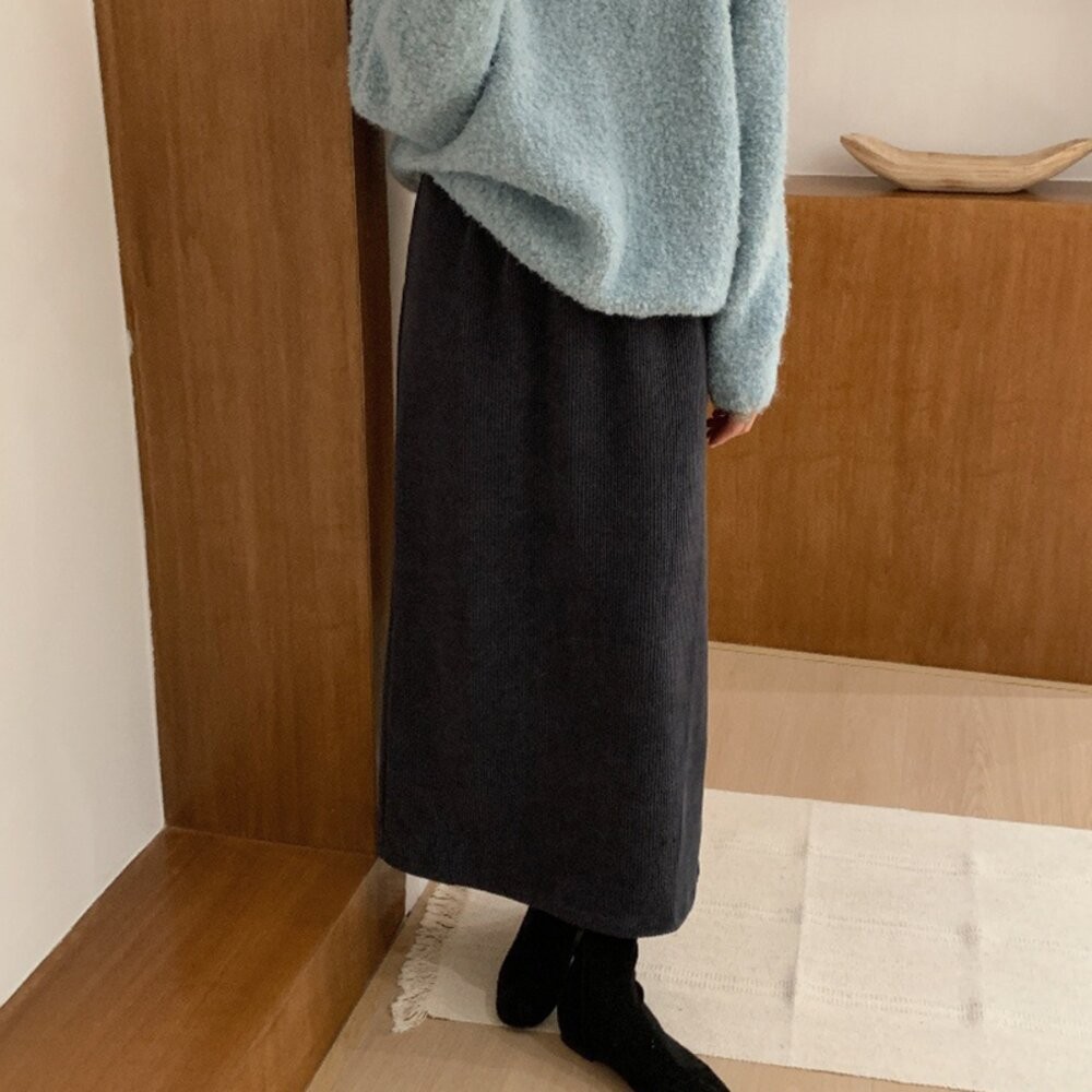 【台灣發貨】韓版復古高腰燈芯絨半身裙 連身裙 吊帶裙 吊帶褲 女裝【P308】-細節圖8