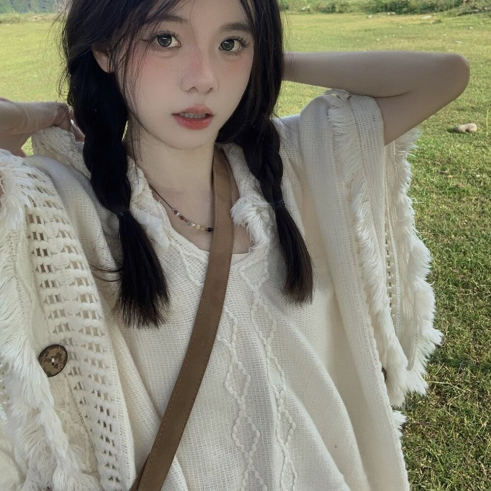 【台灣發貨】韓版民族風披肩外套 外套 防曬外套 女裝 上衣 衣服【J365】-細節圖4