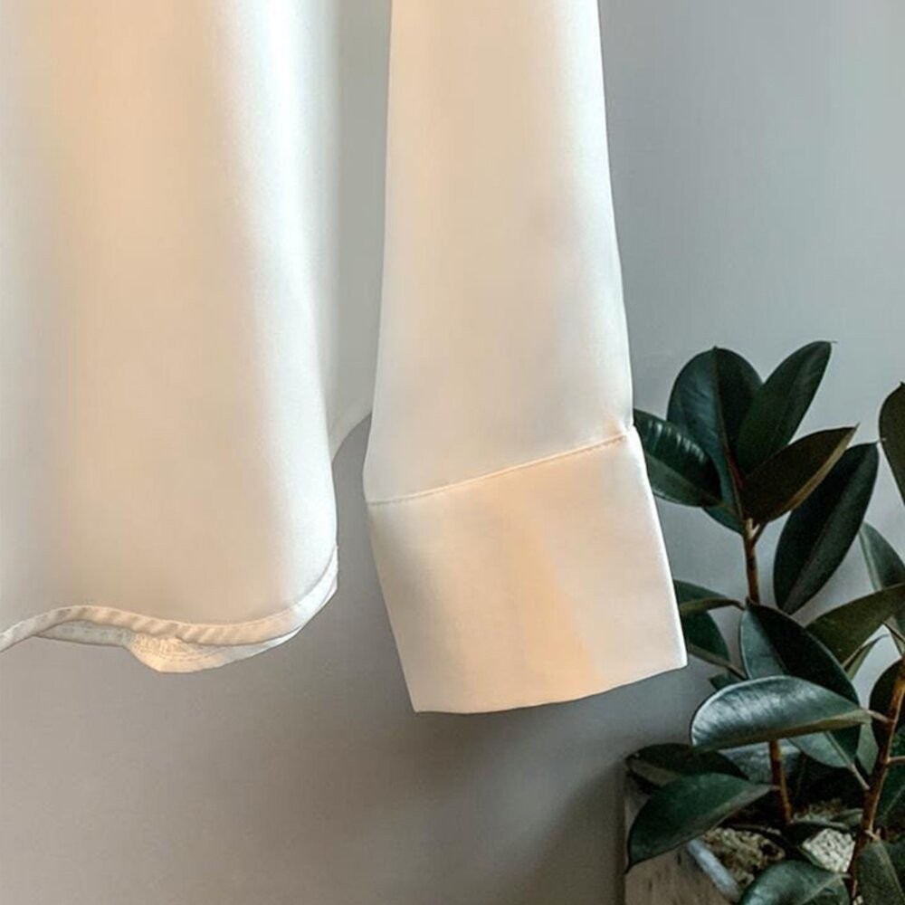 【台灣發貨】韓版緞面垂感襯衫 長袖上衣 長袖t恤 衣服 女裝 上衣【W539】-細節圖7